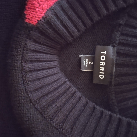 Torrid Black Sweater with Red and Yellow Floral Design. NWOT - Picture 2 of 2